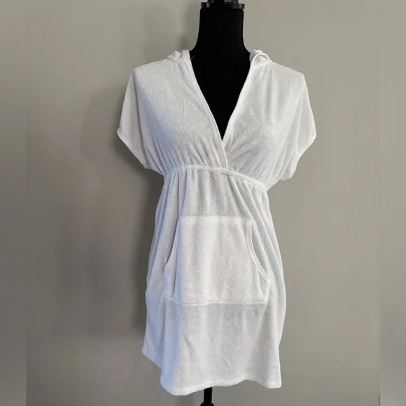 INC White Hooded Cover-Up with Pocket Sz M - Picture 1 of 4